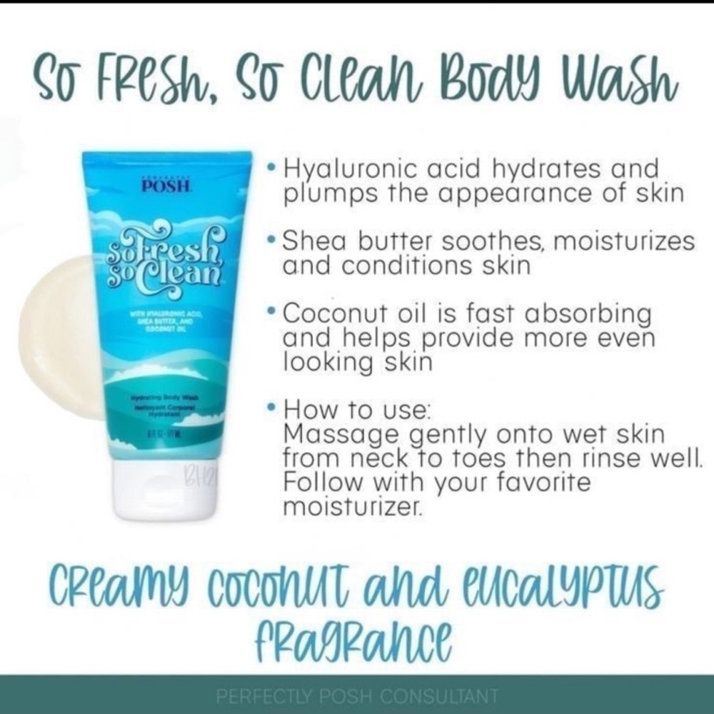 Perfectly Posh So Fresh So Clean hydrating body wash~ NEW factory sealed pkg.